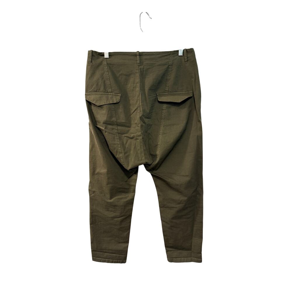 Nili Lotan 6 Olive Green Paris Pants $345 Drop Crotch Slouchy Cotton Cropped NWT - Picture 4 of 8